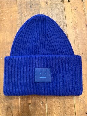 Acne Studios Cobalt Ribbed Knit Beanie